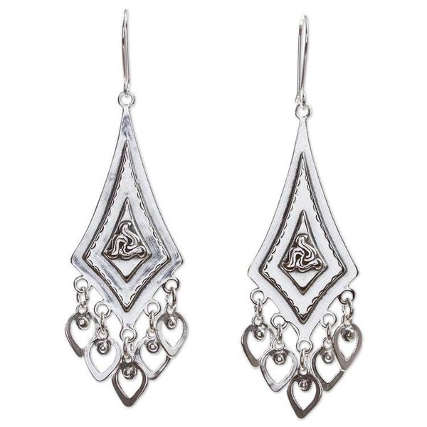 Alternate image for Triskelion Motif Sterling Silver Chandelier Earrings Triskelion