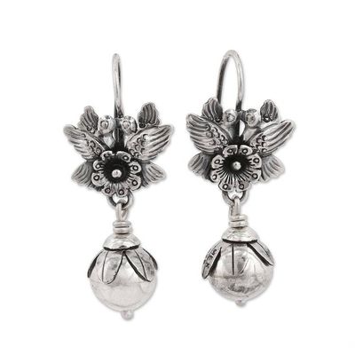 Alternate image for Sterling Silver Flower Dangle Earrings from Mexico Light and Peace