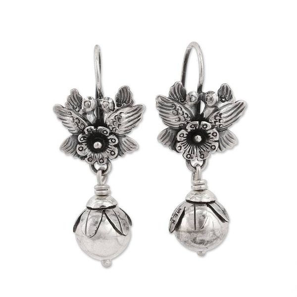 Alternate image for Sterling Silver Flower Dangle Earrings from Mexico Light and Peace