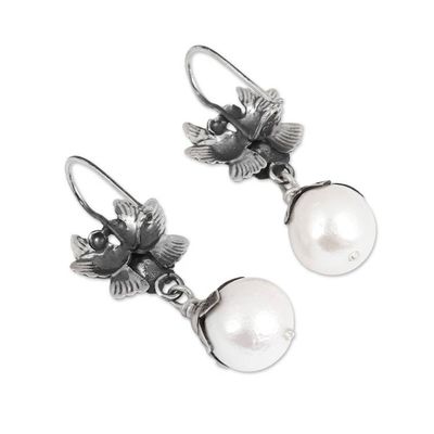 Alternate image for Flower and Bird-Themed Cultured Pearl Earrings from Mexico Purity of Love