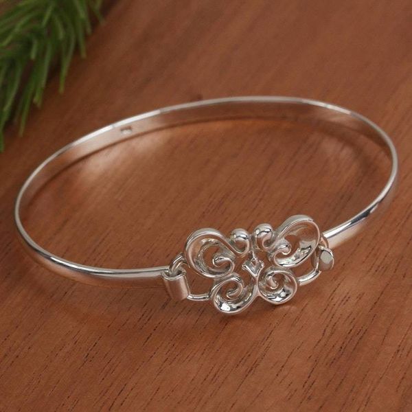 Alternate image for Taxco Sterling Silver Butterfly Bangle Bracelet from Mexico Butterfly Curls