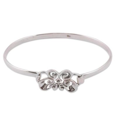 Alternate image for Taxco Sterling Silver Butterfly Bangle Bracelet from Mexico Butterfly Curls