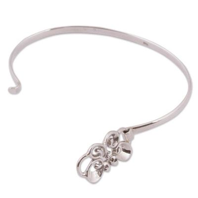 Alternate image for Taxco Sterling Silver Butterfly Bangle Bracelet from Mexico Butterfly Curls