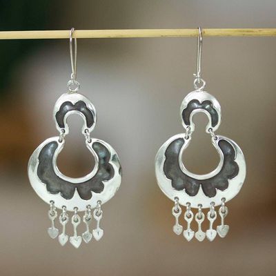 Primary image for Ornate Handcrafted Sterling Silver Earrings Half Moons