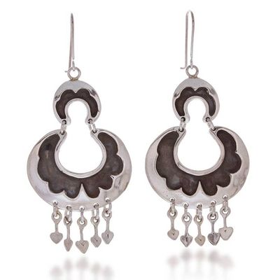 Alternate image for Ornate Handcrafted Sterling Silver Earrings Half Moons