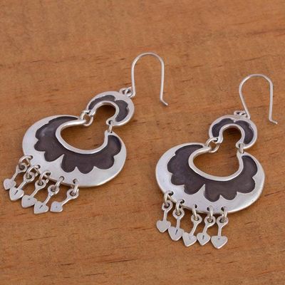 Alternate image for Ornate Handcrafted Sterling Silver Earrings Half Moons