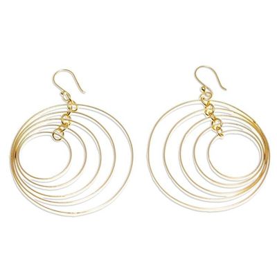 Alternate image for Round 24k Gold Plated Dangle Earrings Shining Orbit