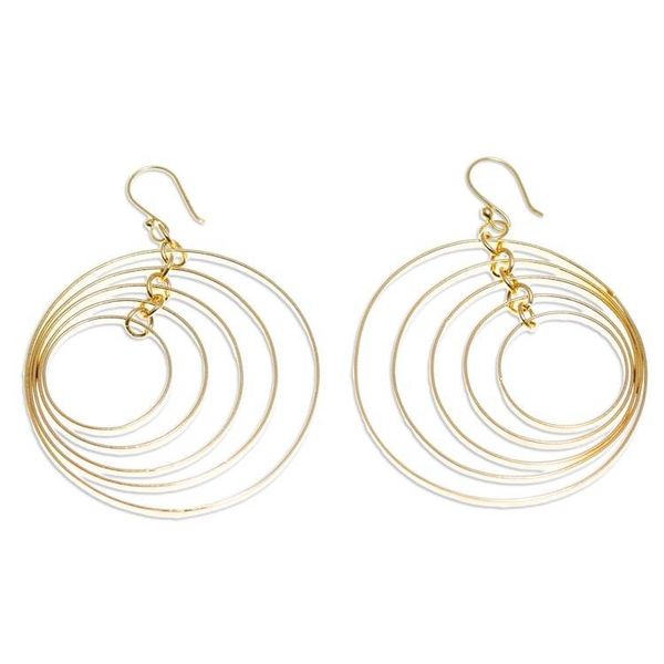 Alternate image for Round 24k Gold Plated Dangle Earrings Shining Orbit