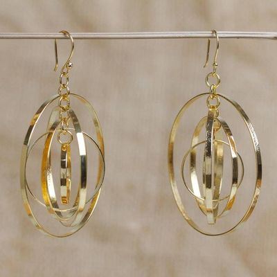 Alternate image for Round 24k Gold Plated Dangle Earrings Shining Orbit
