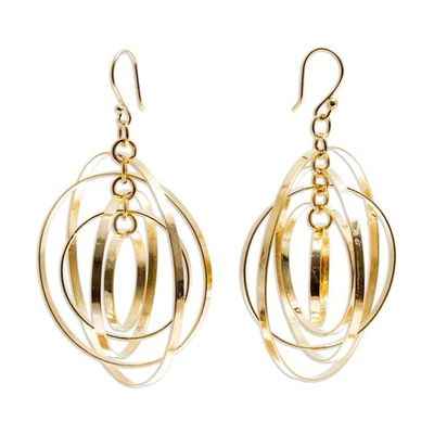 Alternate image for Round 24k Gold Plated Dangle Earrings Shining Orbit