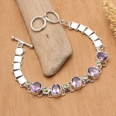 Primary image for Handmade Amethyst Sterling Silver Link Bracelet Exuberance