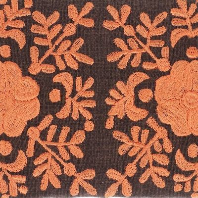Alternate image for Hand-Embroidered Floral Melon and Mahogany Satin Clutch Gardens Melon Lights