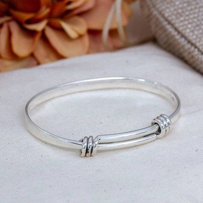 Primary image for Simple Sterling Silver Bangle Bracelet Crafted in Mexico Gleaming Band