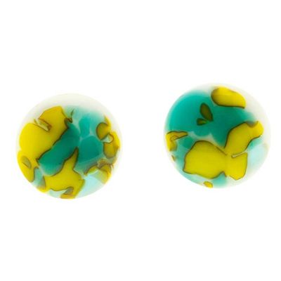 Alternate image for Sea Green  Pistachio Fused Glass Mosaic Button Earrings Sea Green  Pistachio Textures