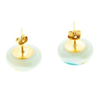 Alternate image for Sea Green  Pistachio Fused Glass Mosaic Button Earrings Sea Green  Pistachio Textures