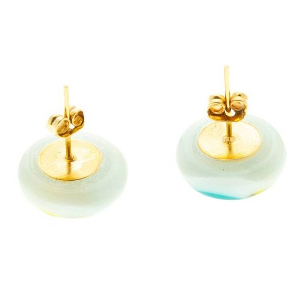 Alternate image for Sea Green Pistachio Fused Glass Mosaic Button Earrings Sea Green Pistachio Textures