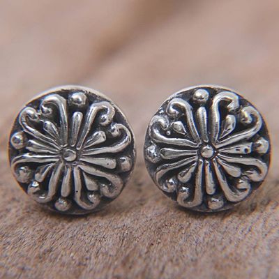 Primary image for Sterling Silver Round Stud Earrings from Indonesia Bali Whirlpool
