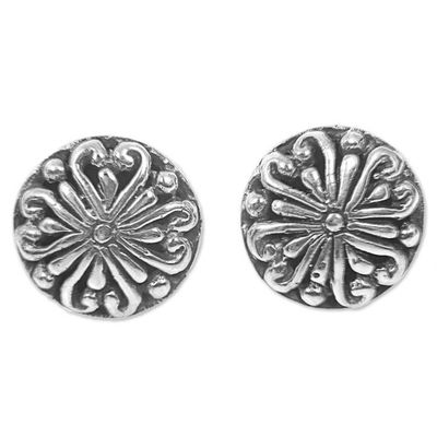 Alternate image for Sterling Silver Round Stud Earrings from Indonesia Bali Whirlpool