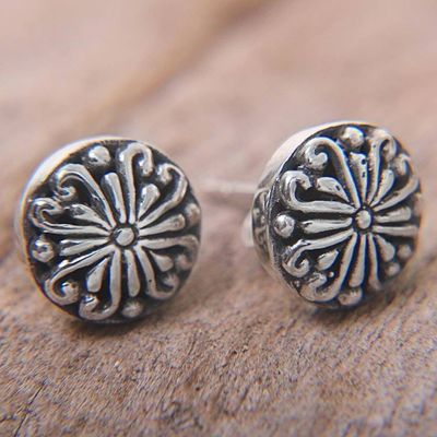 Alternate image for Sterling Silver Round Stud Earrings from Indonesia Bali Whirlpool