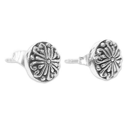 Alternate image for Sterling Silver Round Stud Earrings from Indonesia Bali Whirlpool