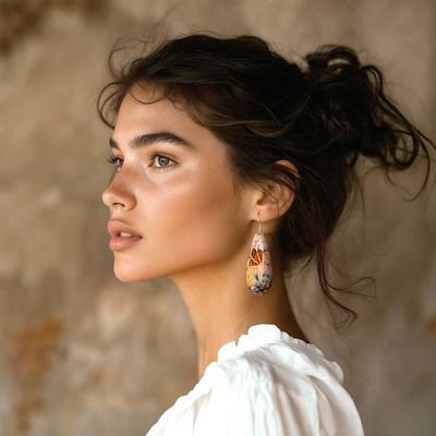 Alternate image for Reclaimed Copper Butterfly and Flower Earrings from Mexico Butterfly Lilies