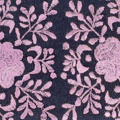 Alternate image for Hand-Embroidered Floral Lilac and Midnight Satin Clutch Gardens Lilac Lights