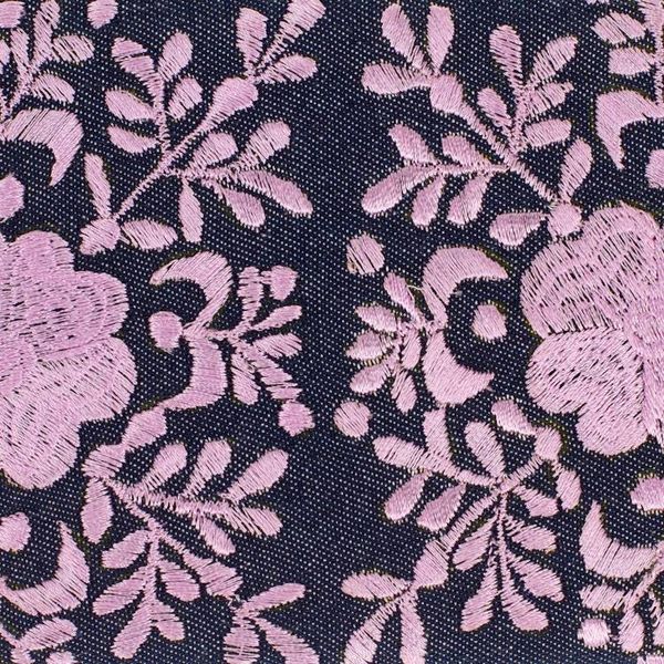 Alternate image for Hand-Embroidered Floral Lilac and Midnight Satin Clutch Gardens Lilac Lights