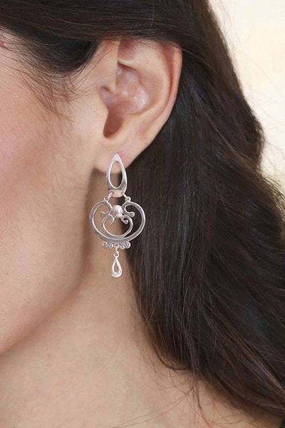 Alternate image for Sterling silver earrings Silver Arabesques
