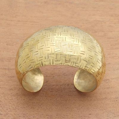 Alternate image for Weave Pattern Brass Cuff Bracelet from Bali Bedeg Gleam