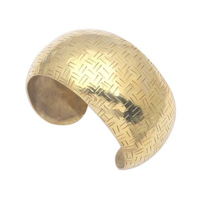 Alternate image for Weave Pattern Brass Cuff Bracelet from Bali Bedeg Gleam