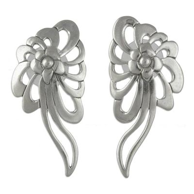 Alternate image for Sterling Silver Floral Drop Earrings Handcrafted in Mexico Colonial Nosegay