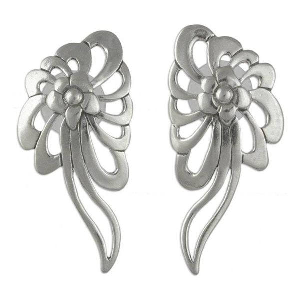 Alternate image for Sterling Silver Floral Drop Earrings Handcrafted in Mexico Colonial Nosegay