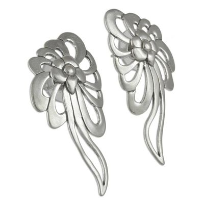 Alternate image for Sterling Silver Floral Drop Earrings Handcrafted in Mexico Colonial Nosegay