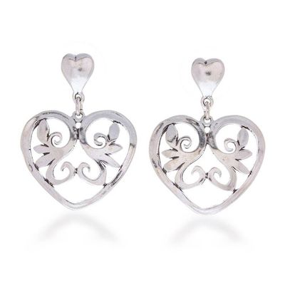 Alternate image for Heart Shaped Sterling Silver Dangle Earrings Eternal Desire