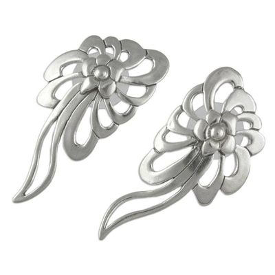Alternate image for Sterling Silver Floral Drop Earrings Handcrafted in Mexico Colonial Nosegay