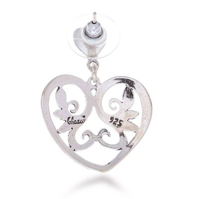 Alternate image for Heart Shaped Sterling Silver Dangle Earrings Eternal Desire