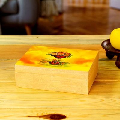 Primary image for Religious Decoupage Wood Decorative Box from Mexico The Majestic Heart