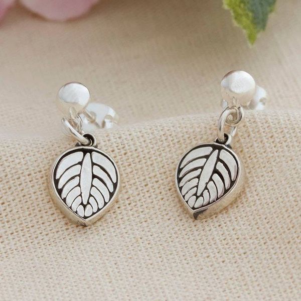 Alternate image for Leaf-Themed Taxco Silver Dangle Earrings from Mexico Luscious Leaf