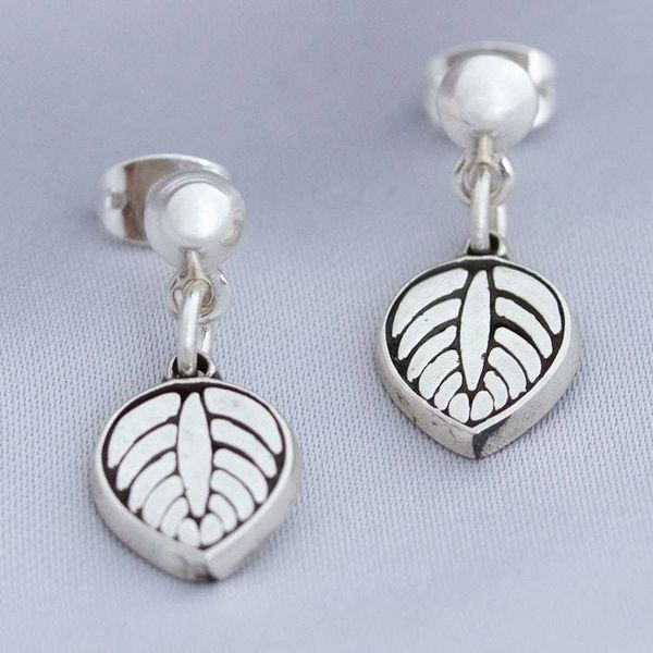 Alternate image for Leaf-Themed Taxco Silver Dangle Earrings from Mexico Luscious Leaf