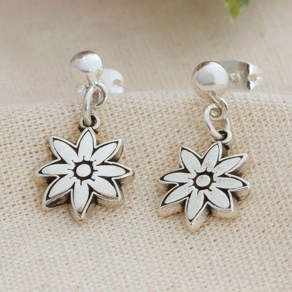 Alternate image for Flower-Themed Taxco Silver Dangle Earrings from Mexico Floral Finesse