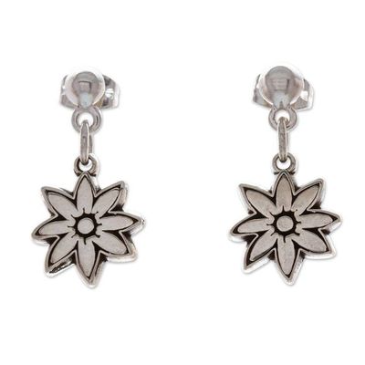 Alternate image for Flower-Themed Taxco Silver Dangle Earrings from Mexico Floral Finesse
