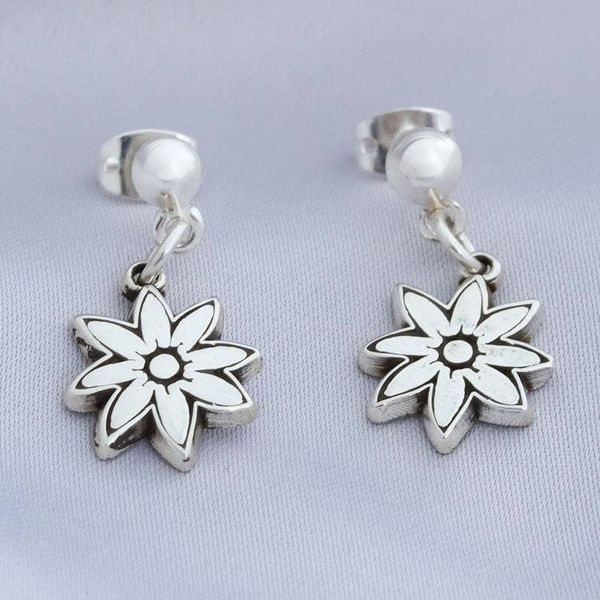 Alternate image for Flower-Themed Taxco Silver Dangle Earrings from Mexico Floral Finesse