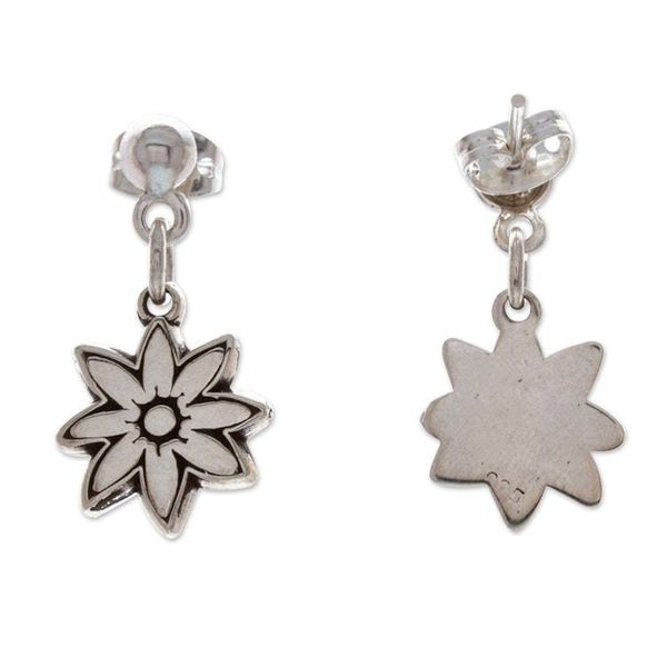 Alternate image for Flower-Themed Taxco Silver Dangle Earrings from Mexico Floral Finesse