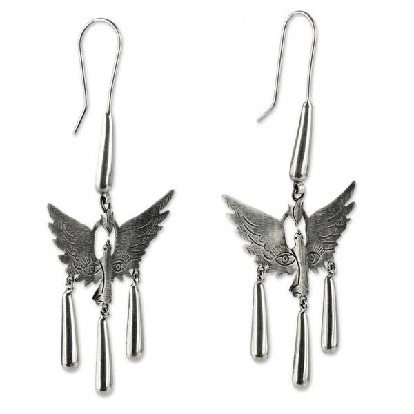 Alternate image for Surreal Sterling Silver Earrings Artisan Crafted Jewelry Paloma