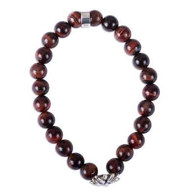 Alternate image for Taxco Red Tigers Eye Beaded Stretch Bracelet from Mexico Red Succulent Agave