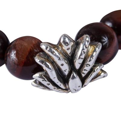 Alternate image for Taxco Red Tigers Eye Beaded Stretch Bracelet from Mexico Red Succulent Agave