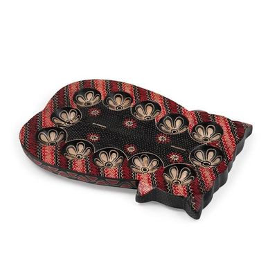 Alternate image for Cat-Themed Foldable Wood Batik Mancala Board Game Set Chilling Cat