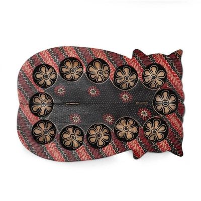 Alternate image for Cat-Themed Foldable Wood Batik Mancala Board Game Set Chilling Cat