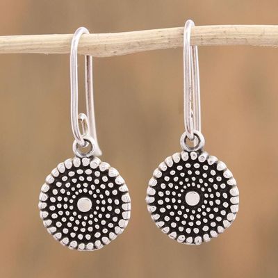 Alternate image for Handcrafted Round Sterling Silver Dangle Earrings Spiraling Splendor