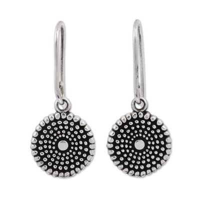 Alternate image for Handcrafted Round Sterling Silver Dangle Earrings Spiraling Splendor